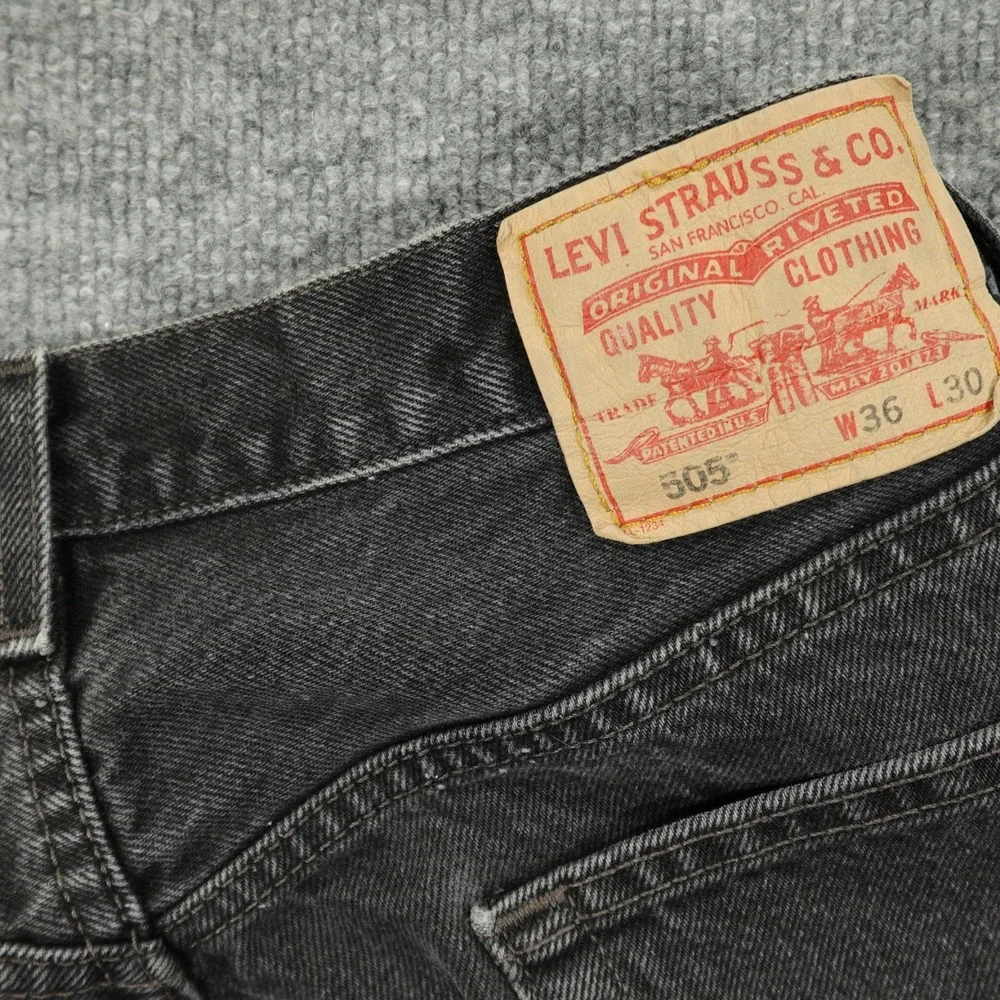 Vintage Levis 505 Jeans Mens 32x29 (Tag‎ 36x30) Black Regular Fit Straight Leg